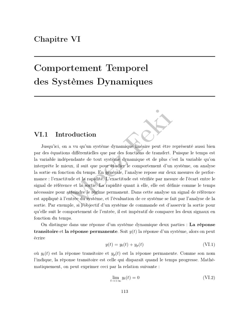 Comportement Temporel des Systèmes Dynamiques | PDF | Système dynamique ...