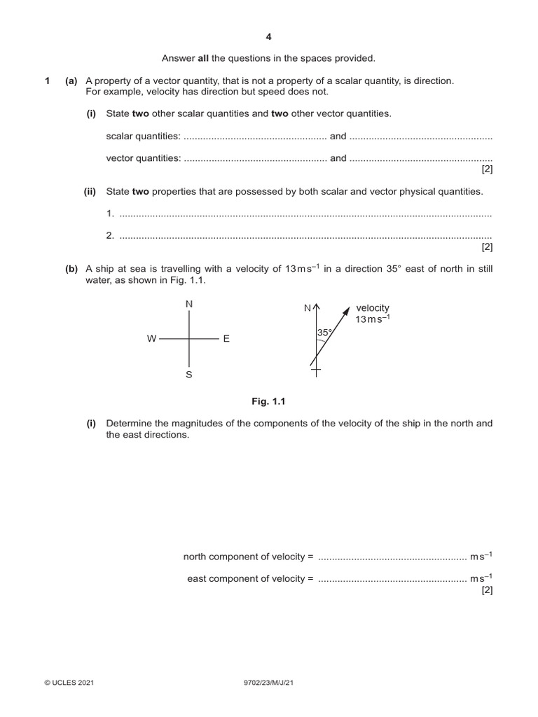 Physics Paper 9702/23 M/J/21 | PDF | Euclidean Vector | Weighing Scale
