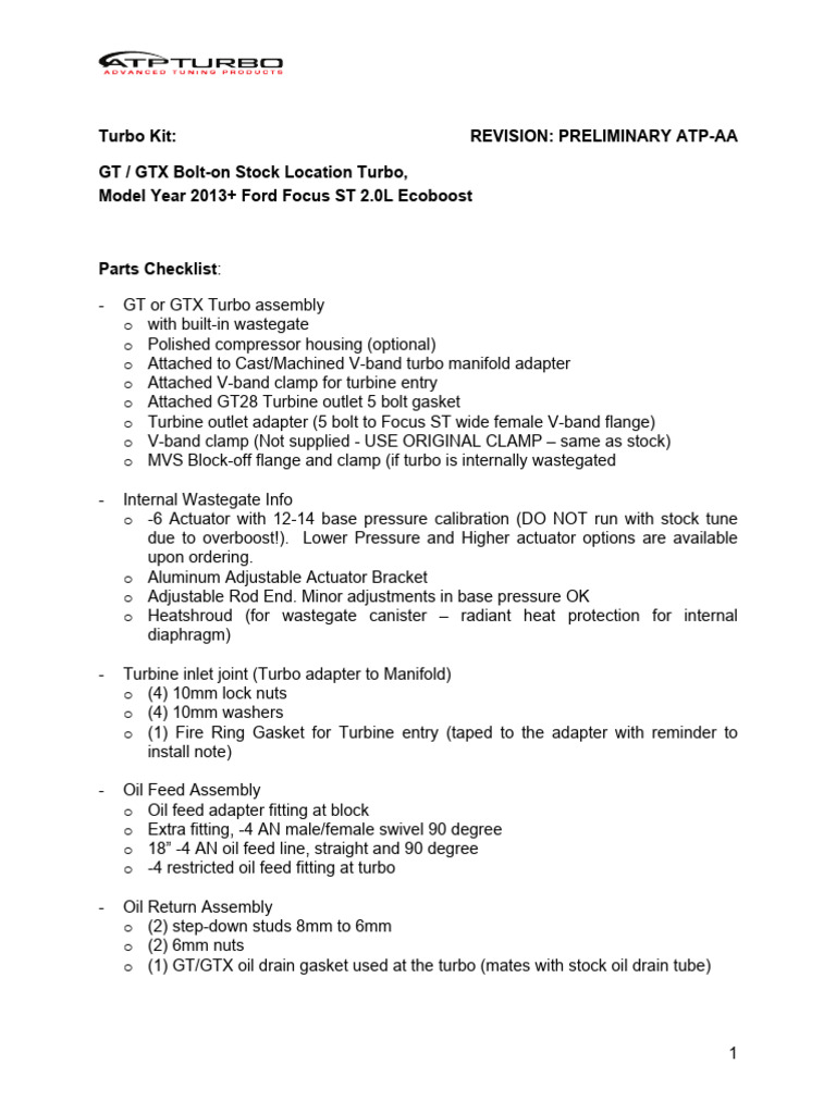 Focus ST Turbo Upgrade Guide | PDF | Turbocharger | Mechanical Engineering