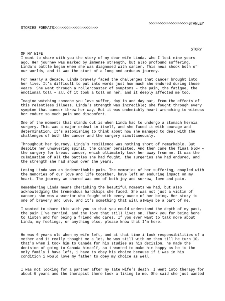 Stanley Wife Cancer Stories | PDF | Leadership | Cancer