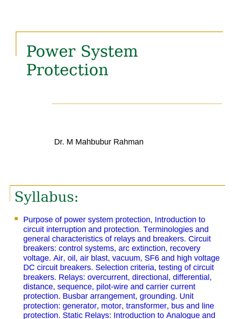 Power System Protection Overview | PDF | Relay | Electric Arc