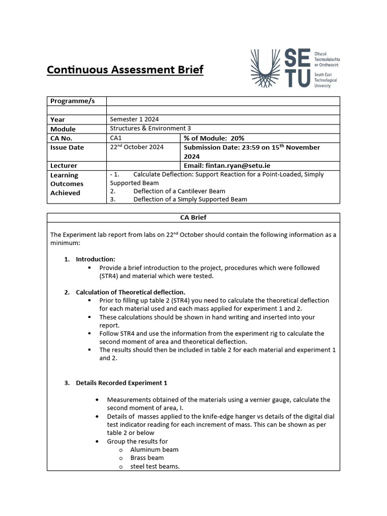 CA1 - Continuous Assessment Structures Environment 3 | PDF | Plagiarism ...