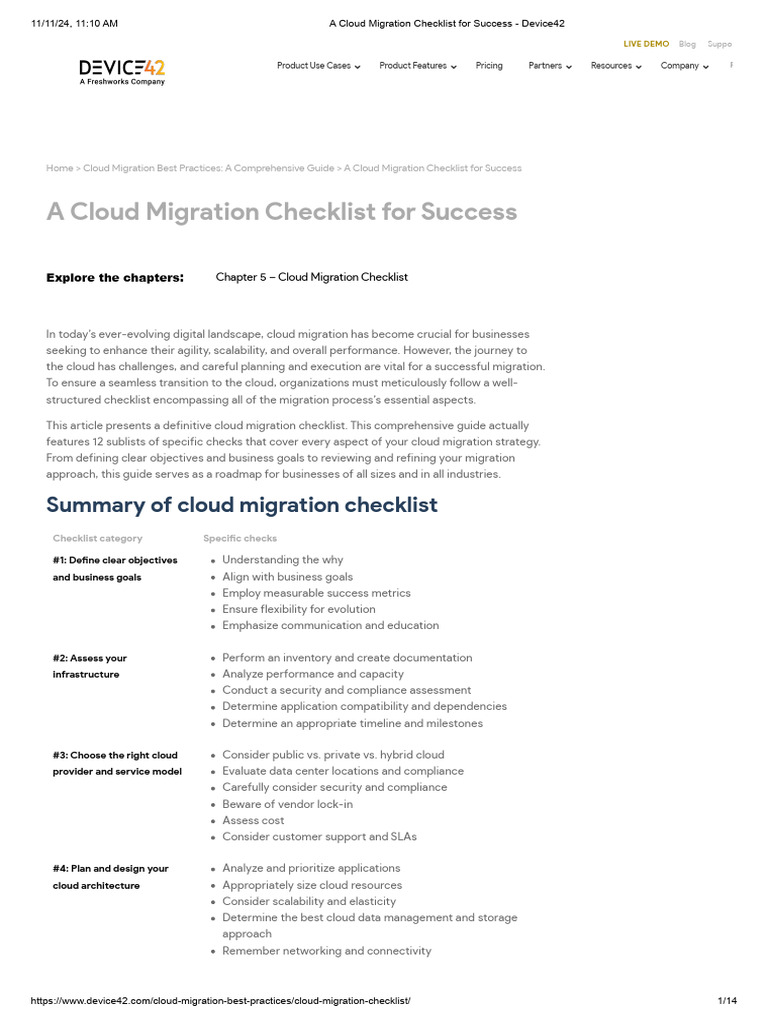 A Cloud Migration Checklist For Success - Device42 | PDF | Cloud ...