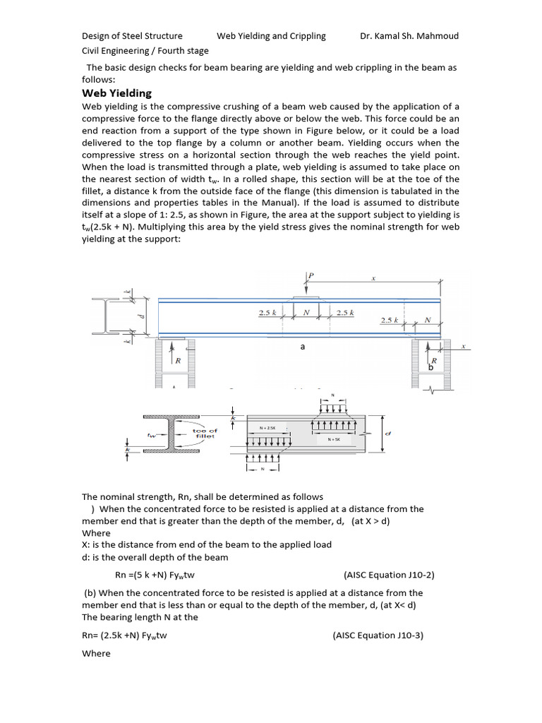 Steel Beam Web Yielding & Crippling Guide | PDF | Beam (Structure ...