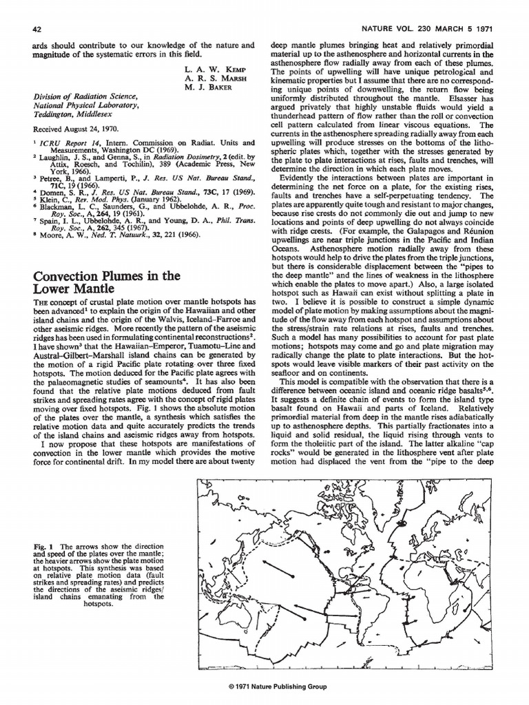Morgan 1971 Nature Mantle Plumes | PDF | Plate Tectonics | Geology