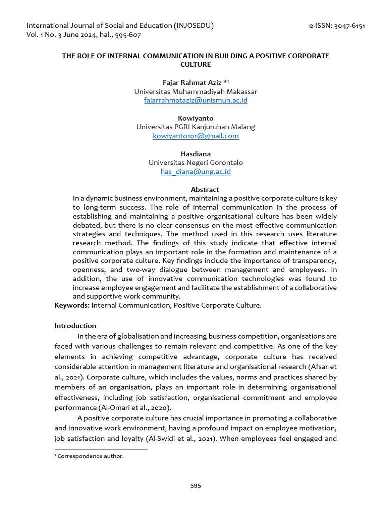 Importance And Role Of Internal Communication In Organizations