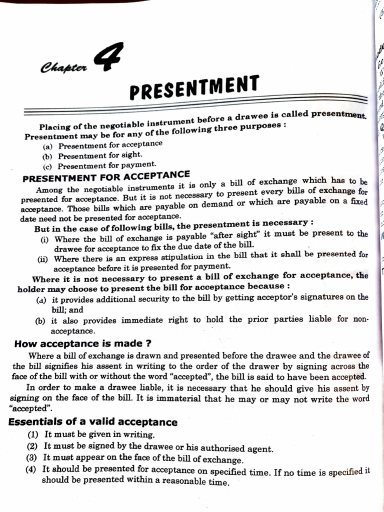 Understanding Presentment of Bills | PDF | Negotiable Instrument | Cheque