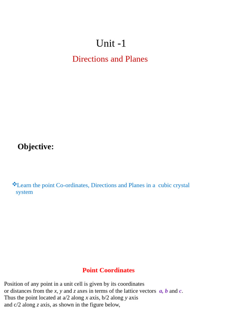 Topic 3 - Directions & Planes | PDF | Crystal Structure | Geometry
