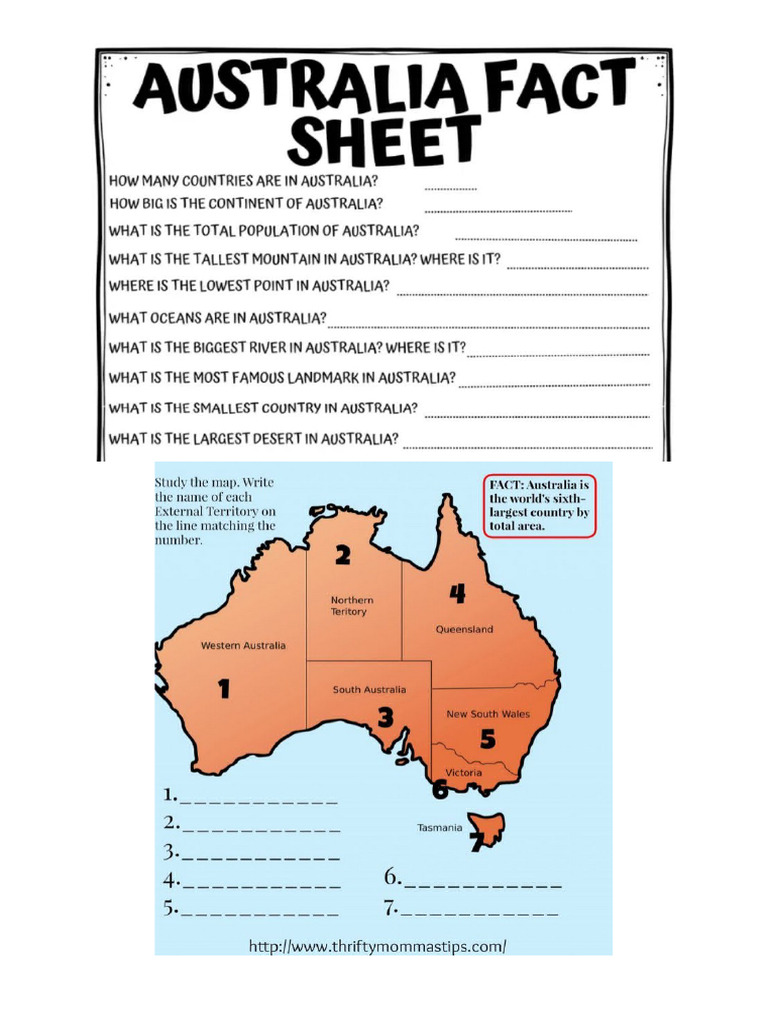 Worksheet Map Australia | PDF
