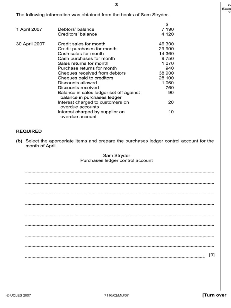 Control Accounts 7707 | PDF