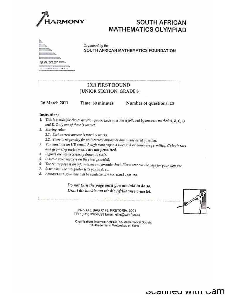 8 SAMF Olympiad Example Paper | PDF