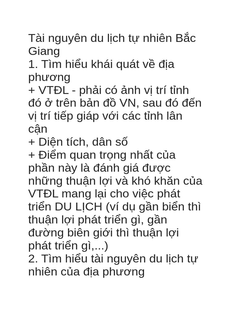 Các nội dung cần làm TNDL | PDF