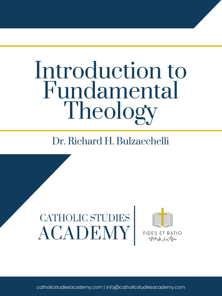 Catholic Studies Academy Intro To Fundamental Theology Course Workbook ...