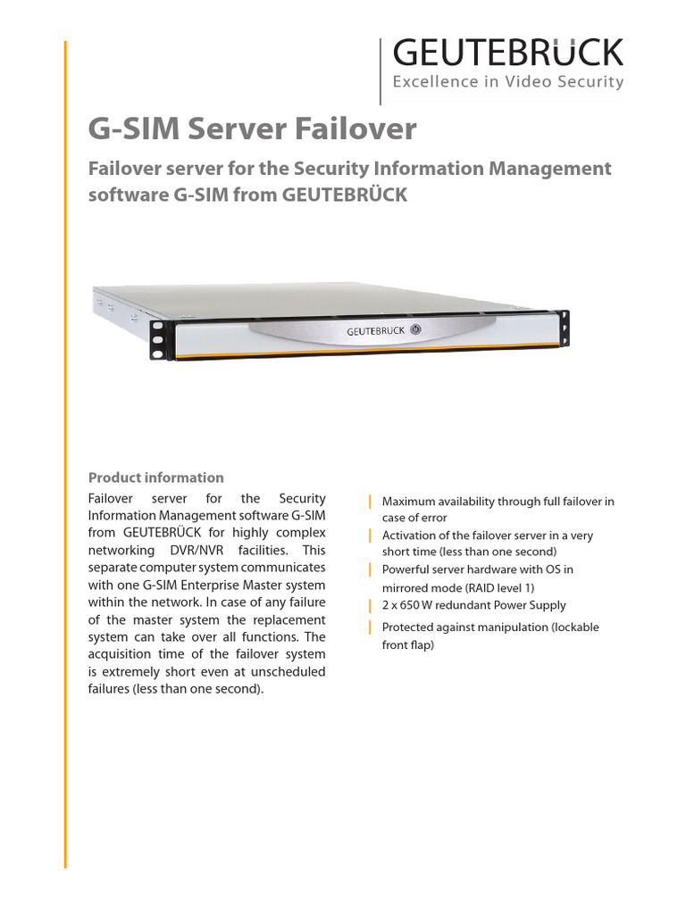 G-SIM Server Failover 0.34838 PI en | PDF | Server (Computing) | Usb