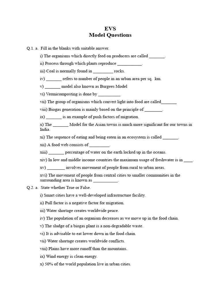 Model Questions1729785292 | PDF | Natural Environment | Ecosystem