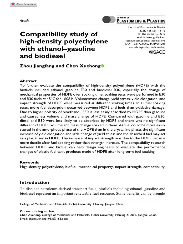 Jiangfang Xuehong 2019 Compatibility Study of High Density Polyethylene ...