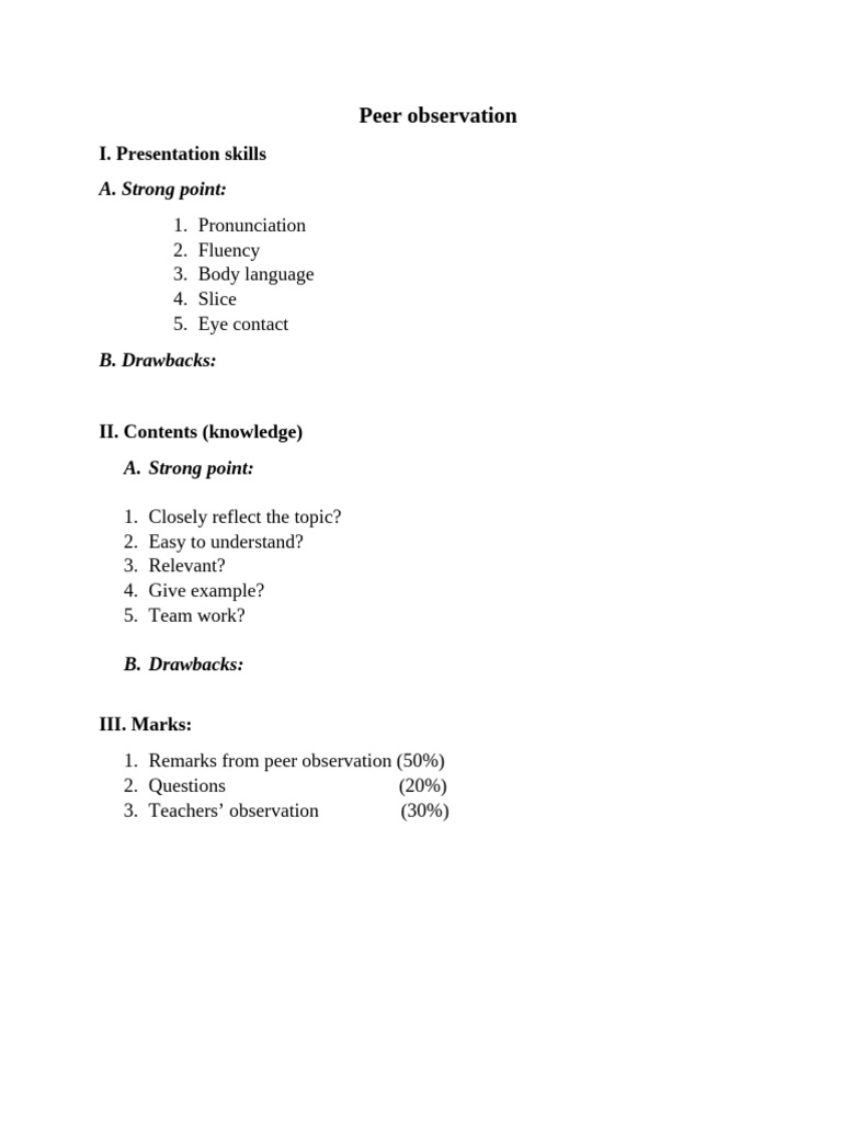 Peer Observation | PDF