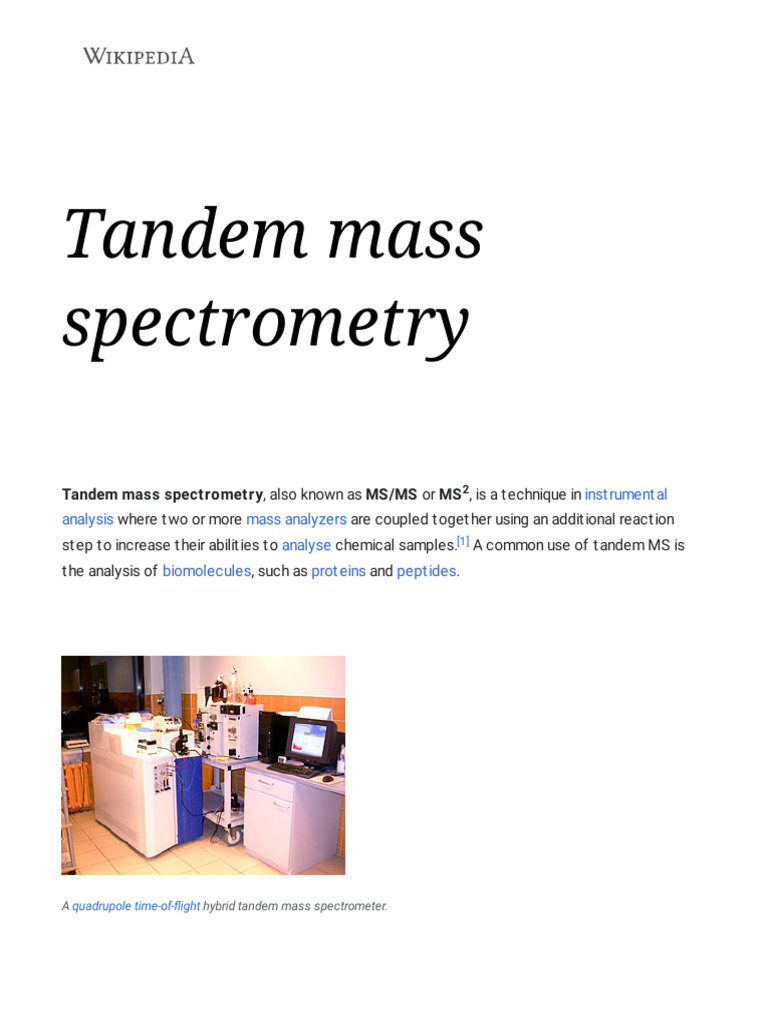 MS-MS Tandem Mass Spectrometry | PDF | Tandem Mass Spectrometry | Mass ...
