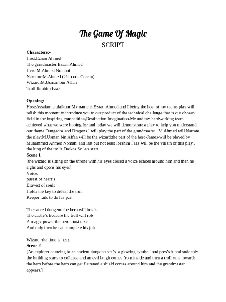 Dungeons and Dragons Play Script | PDF