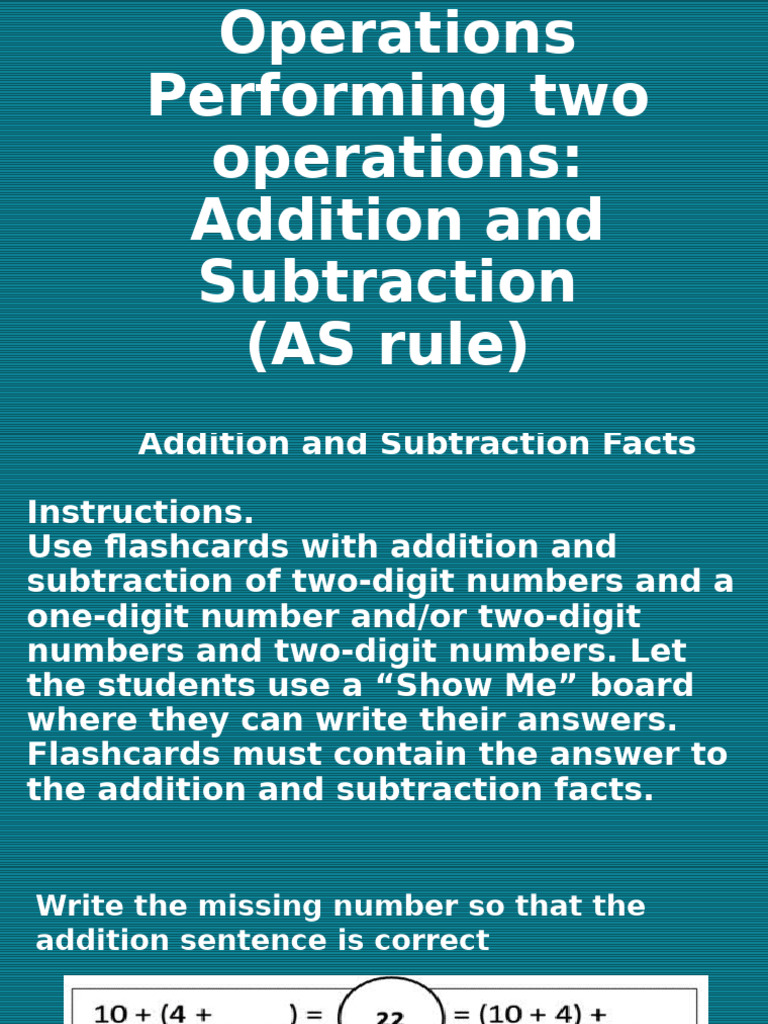 Addition and Subtraction Operations Guide | PDF | Teaching Methods ...