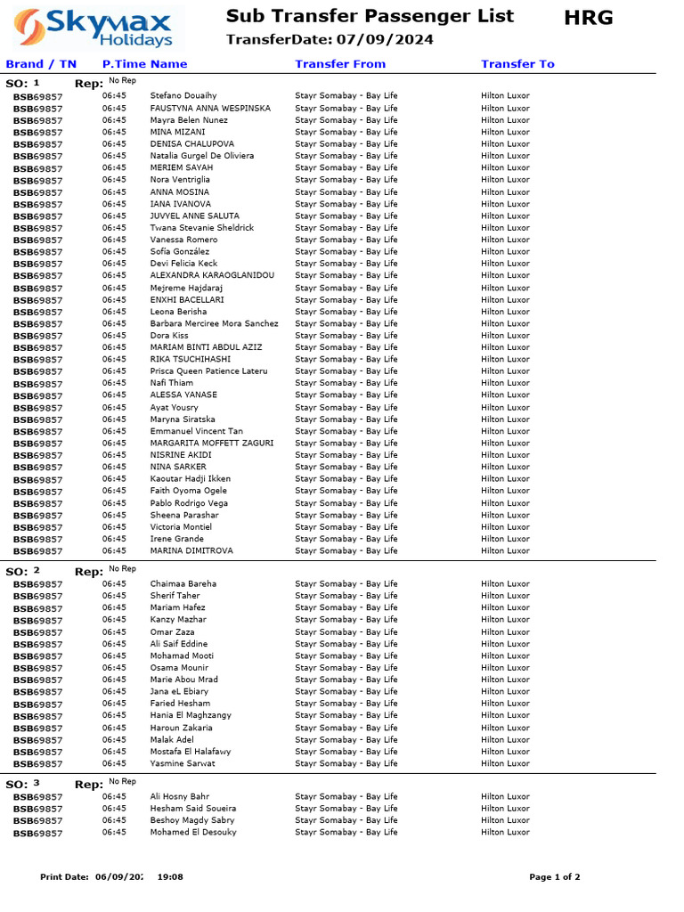 Sky Sub Names 7.9.2024 | PDF | Sports & Recreation