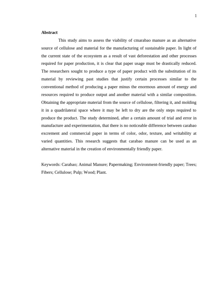 Carabao Manure: Eco-Friendly Paper Source | PDF | Paper | Starch
