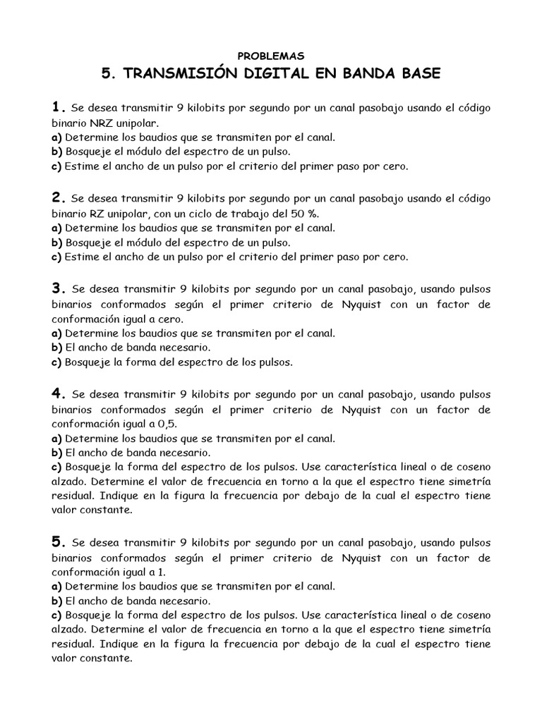 Transmisión Digital en Banda Base: Análisis | PDF | Frecuencia ...