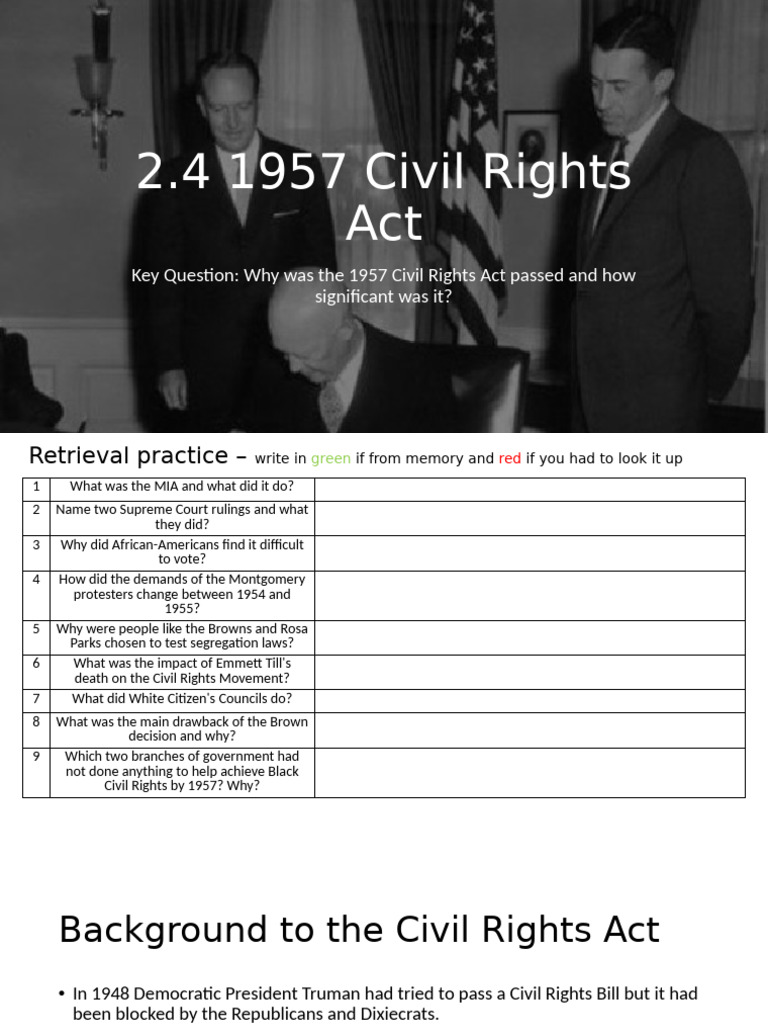 1957 Civil Rights Act Overview and Impact | PDF | Civil Rights Act Of ...
