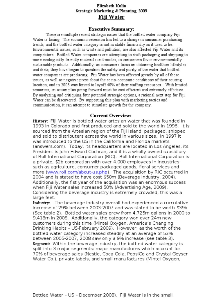 Fiji Water: Strategic Marketing Challenges | PDF | Bottled Water | Brand