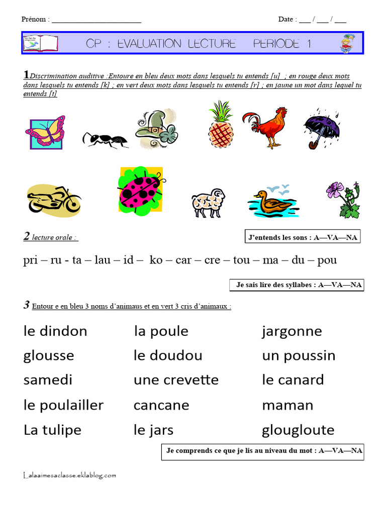 Évaluation de lecture CP : Sons et mots | PDF | Échecs | Théorie (échecs)