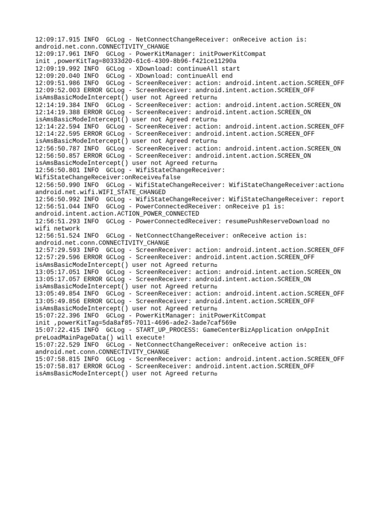 Android Connectivity and Screen Events Log | PDF