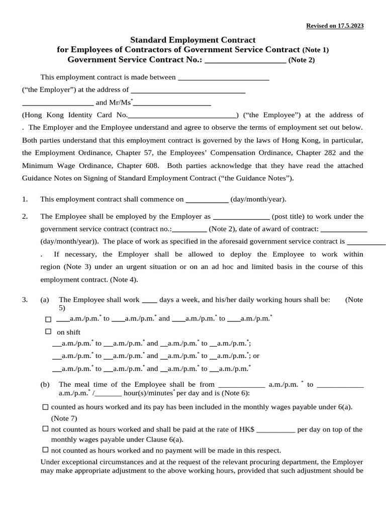 Contract Pdf Employment Overtime