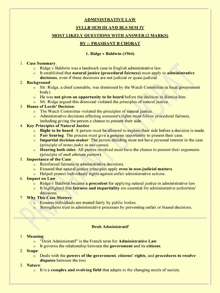 Admin Law Short Notes Answer | PDF