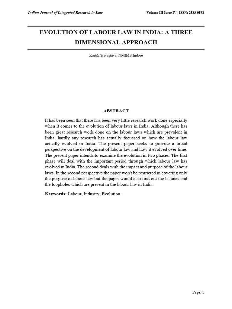 Evolution of Labour Law in India | PDF | Labour Law | Employment