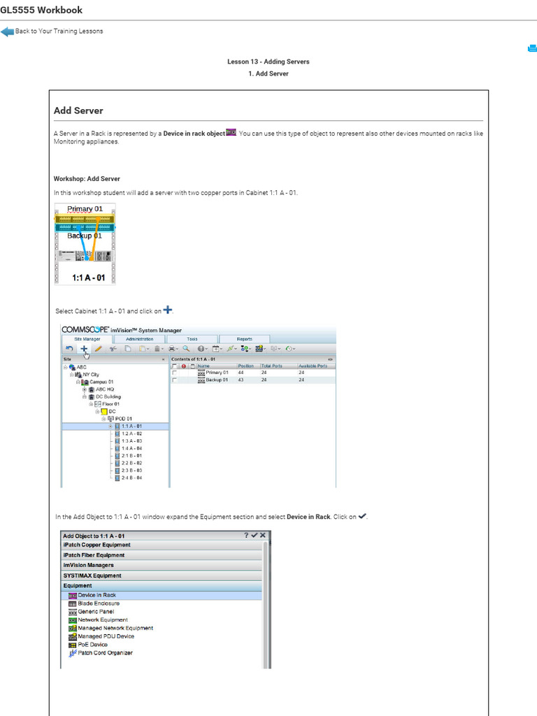 Lesson 13 - Adding Servers To Racks | PDF | Server (Computing ...