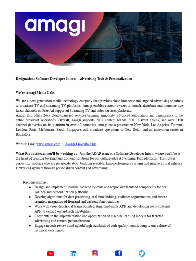 Software Developer Intern - AdTech Role | PDF | Advertising | Computer ...