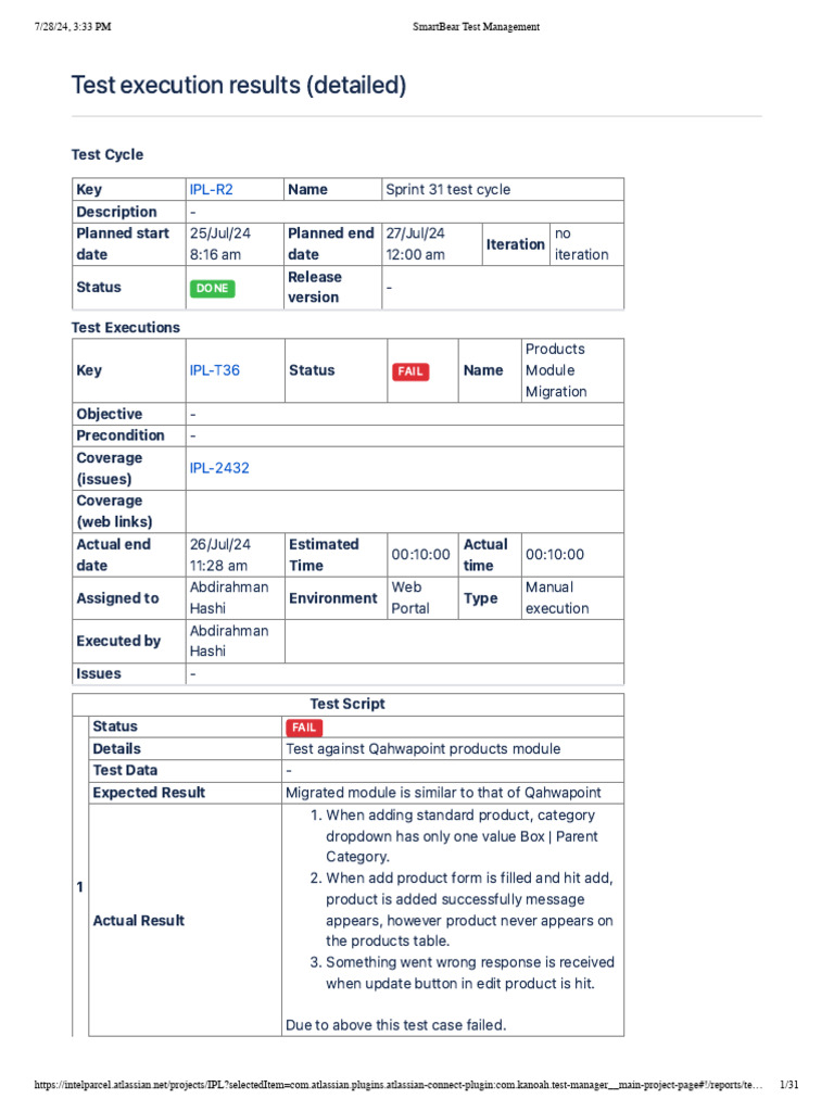 Sprint 31 Test Execution Results Summary | PDF | Android (Operating ...