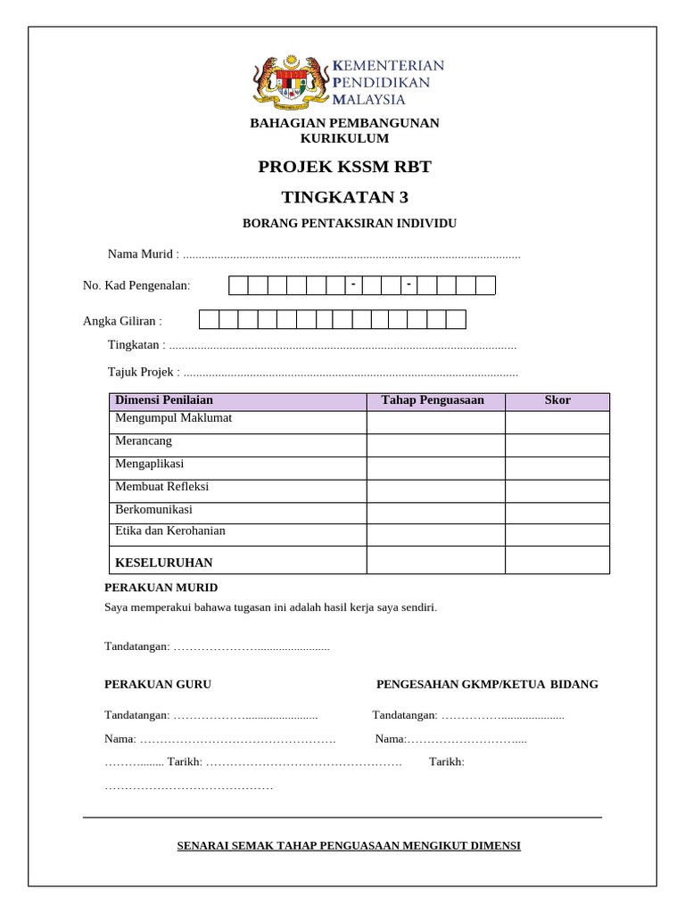 Pentaksiran Projek KSSM RBT Tingkatan 3 | PDF | Bisnis | Komputer