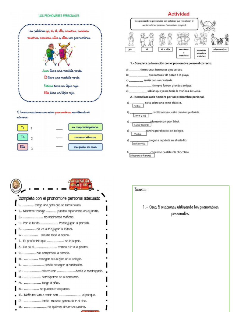 Ejercicio de Pronombres Personales | PDF