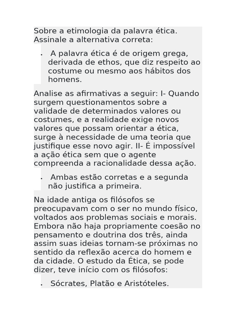 Etimologia e Filosofia da Ética | PDF | Immanuel Kant | Max Weber