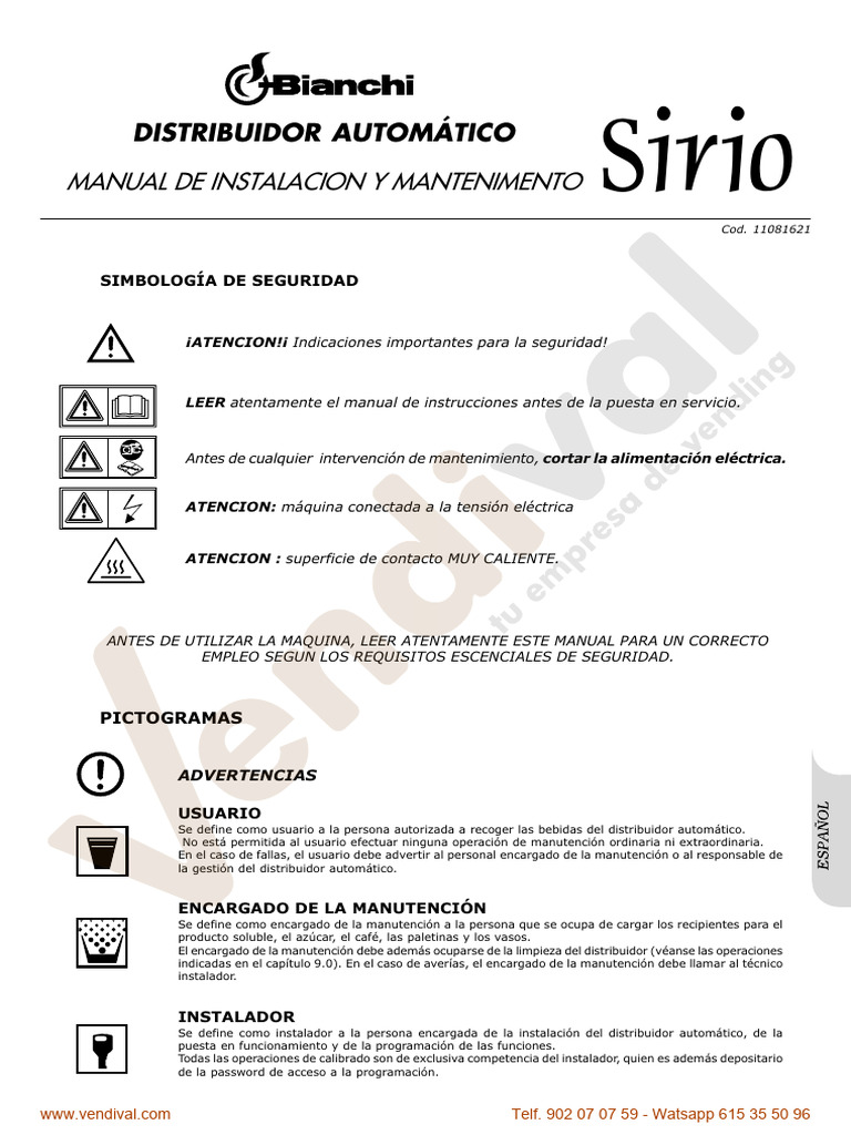 Manual Sirio PDF Agua Tap V lvula 