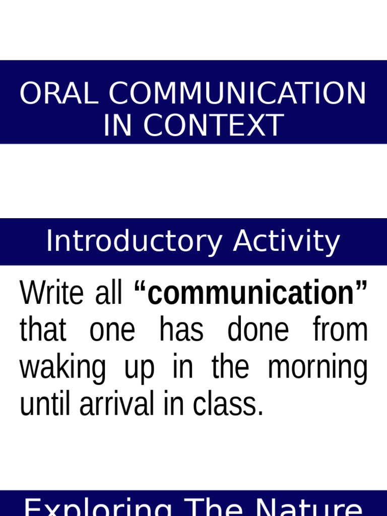Oral Communication in Context | PDF | Communication | Cognition