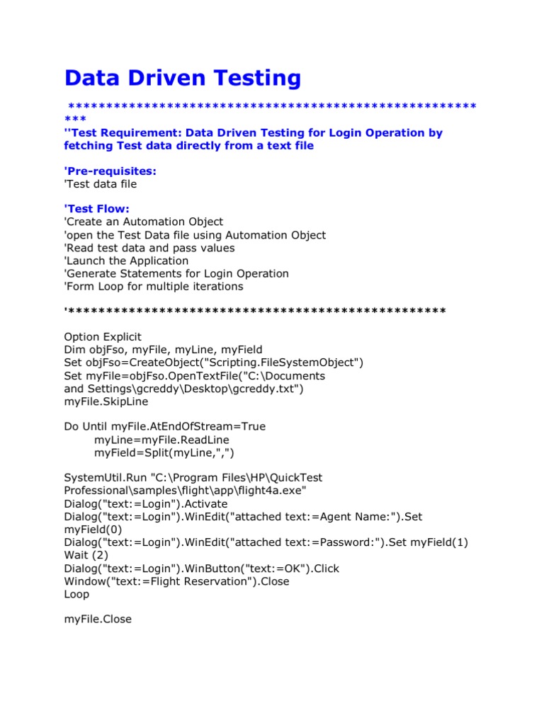 Data Driven Testing | PDF