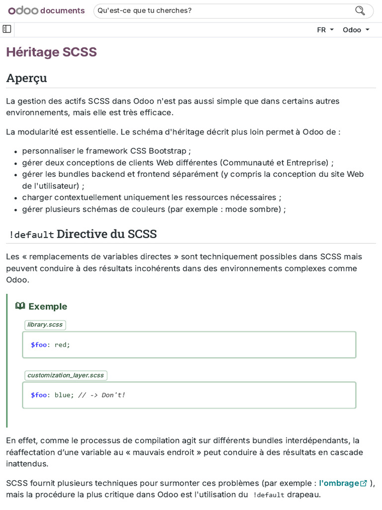 Héritage SCSS dans Odoo | PDF | Informatique | Génie logiciel