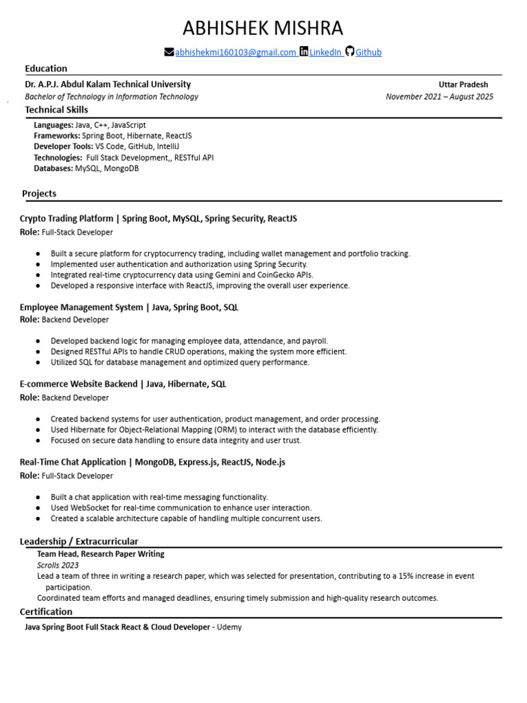 Abhishek Mishra Resume4 | PDF | Databases | Data Management