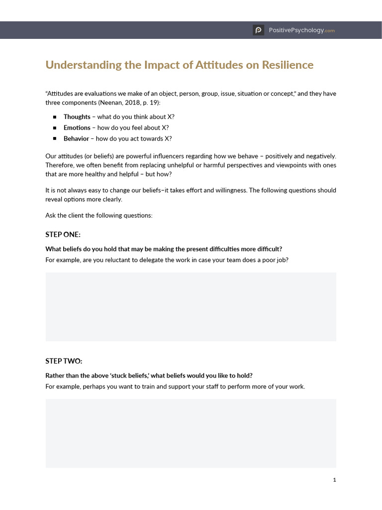 Understanding The Impact of Attitudes On Resilience | PDF | Self ...