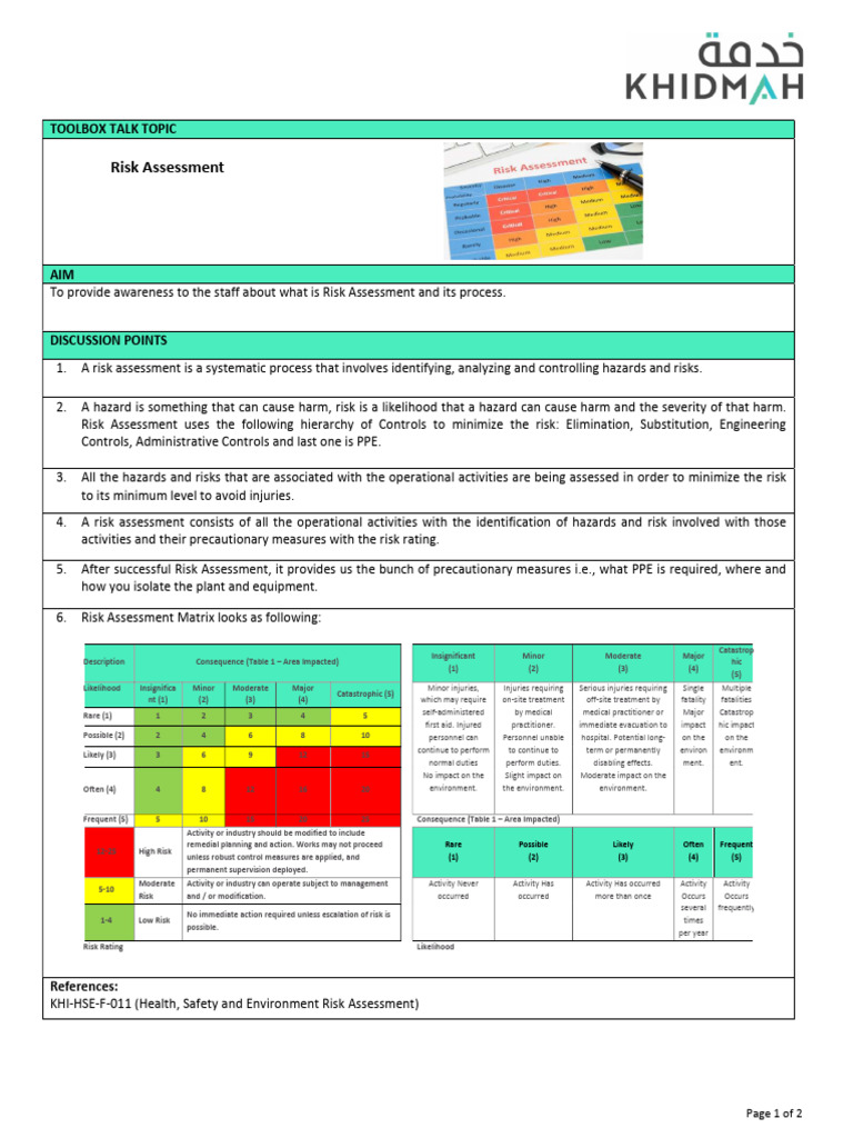 Risk Assessment Toolbox Talk Guide | PDF | Risk | Risk Assessment