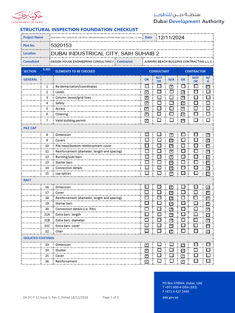 ZA-DC-F-11 Structural Inspection Foundation Checklist | PDF | Civil ...