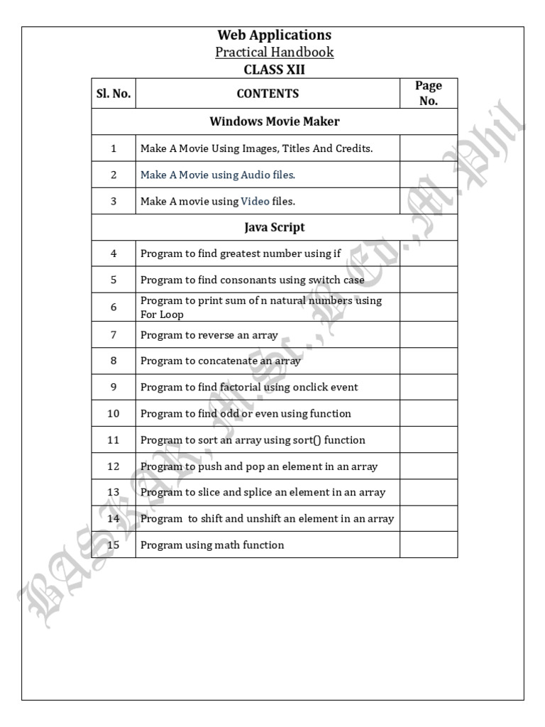 Xii Wa Practical Exercises Final 22.09.2024 | PDF | Java Script ...