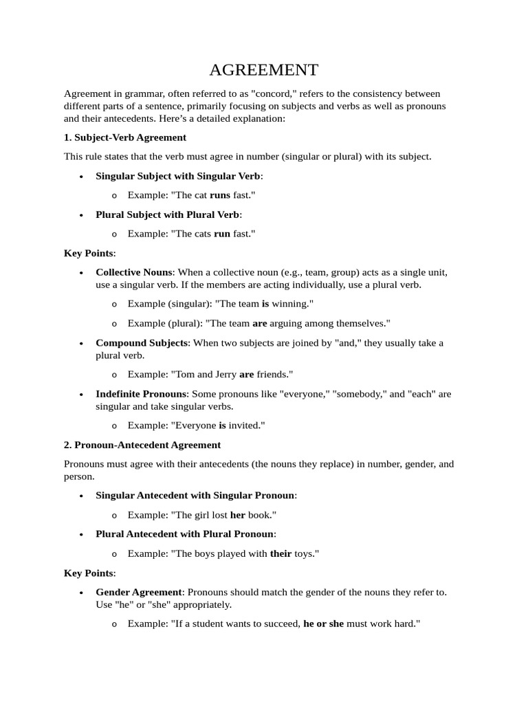 Understanding Agreement in Grammar | PDF